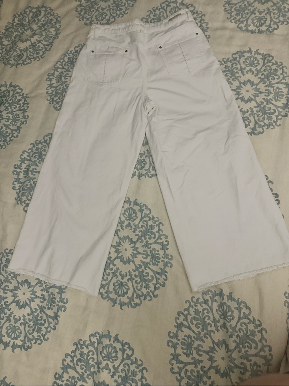 Pilcro and the Letterpress White Cropped Wide Leg Jeans Size 31